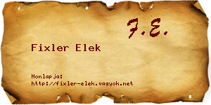 Fixler Elek névjegykártya